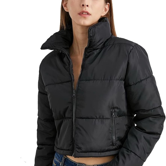 Women's Crop Short Jacket Cropped Puffer - Picture 4 of 6